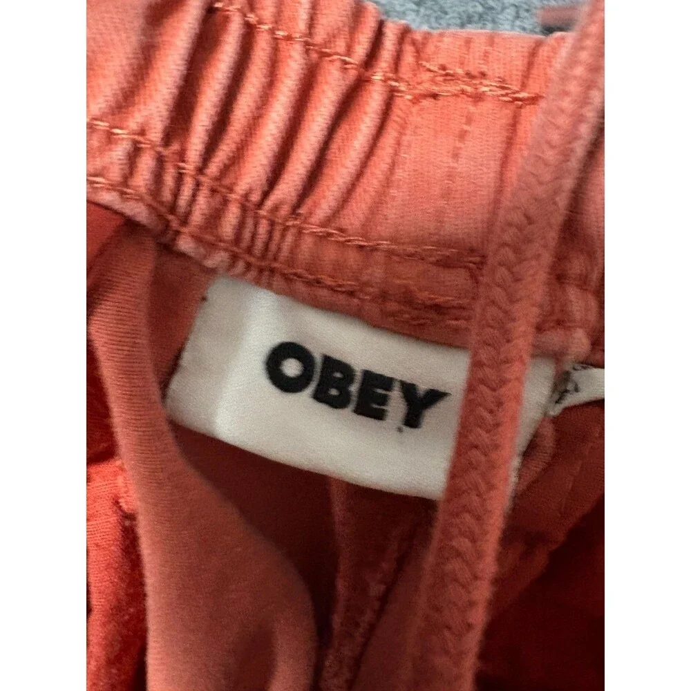 Obey Pants Mens Medium 30x27 Clay Brown Draw String Cotton
